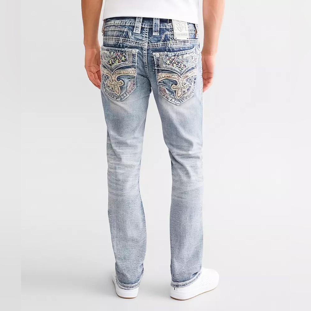 Rock Revival men's Light Lennon slim straight Jeans 30S - Picture 6 of 9